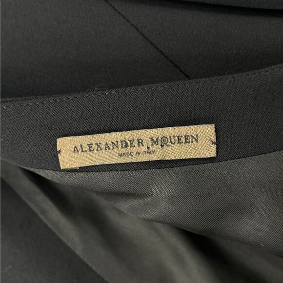 ALEXANDER MCQUEEN Wool Sheath Dress Womens 38 Black Pockets Elbow Sleeve Pencil - Picture 9 of 16